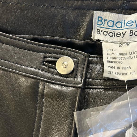 BRADLEY BRADLEY BAYOU BLACK LEATHER WOMAN PANTS WITH SILVER TONE CHAINS 20W - Picture 7 of 13